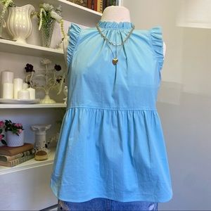 Cinq a Sept Arienne Ruffled Peplum Top Light Blue